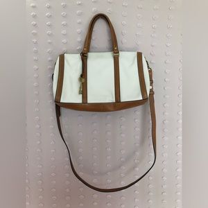 Fossil White and Brown Crossbody Bag